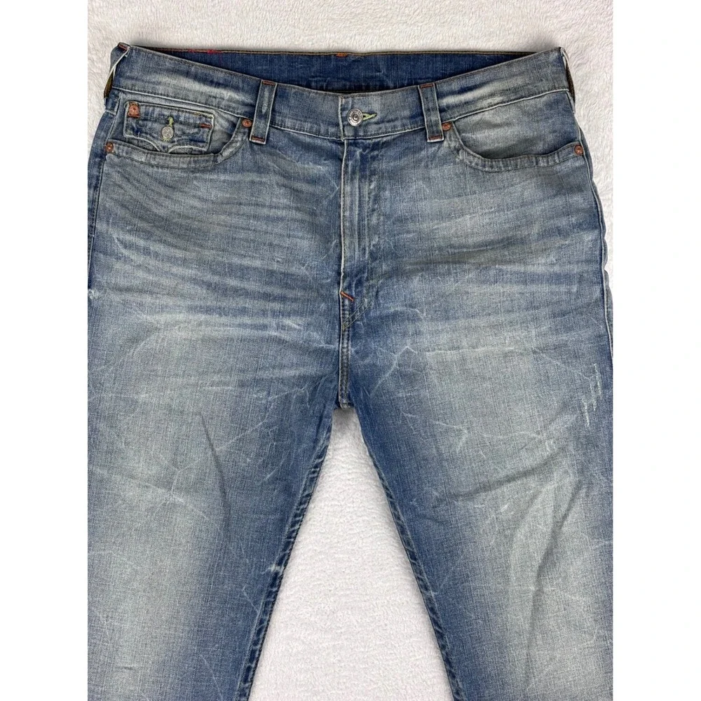 True Religion Slim Drop Rise Jeans Distressed Denim Size‎ 38 (40 Measured)